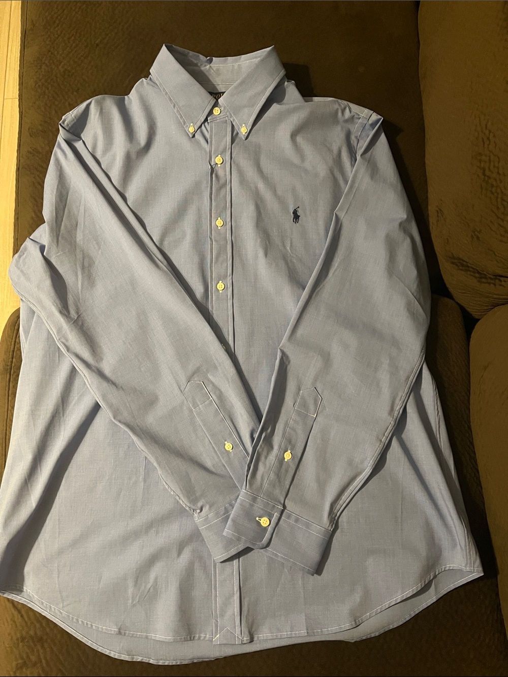 Polo by Ralph Lauren Light Blue Button-Down Dress Shirt with Navy Pony